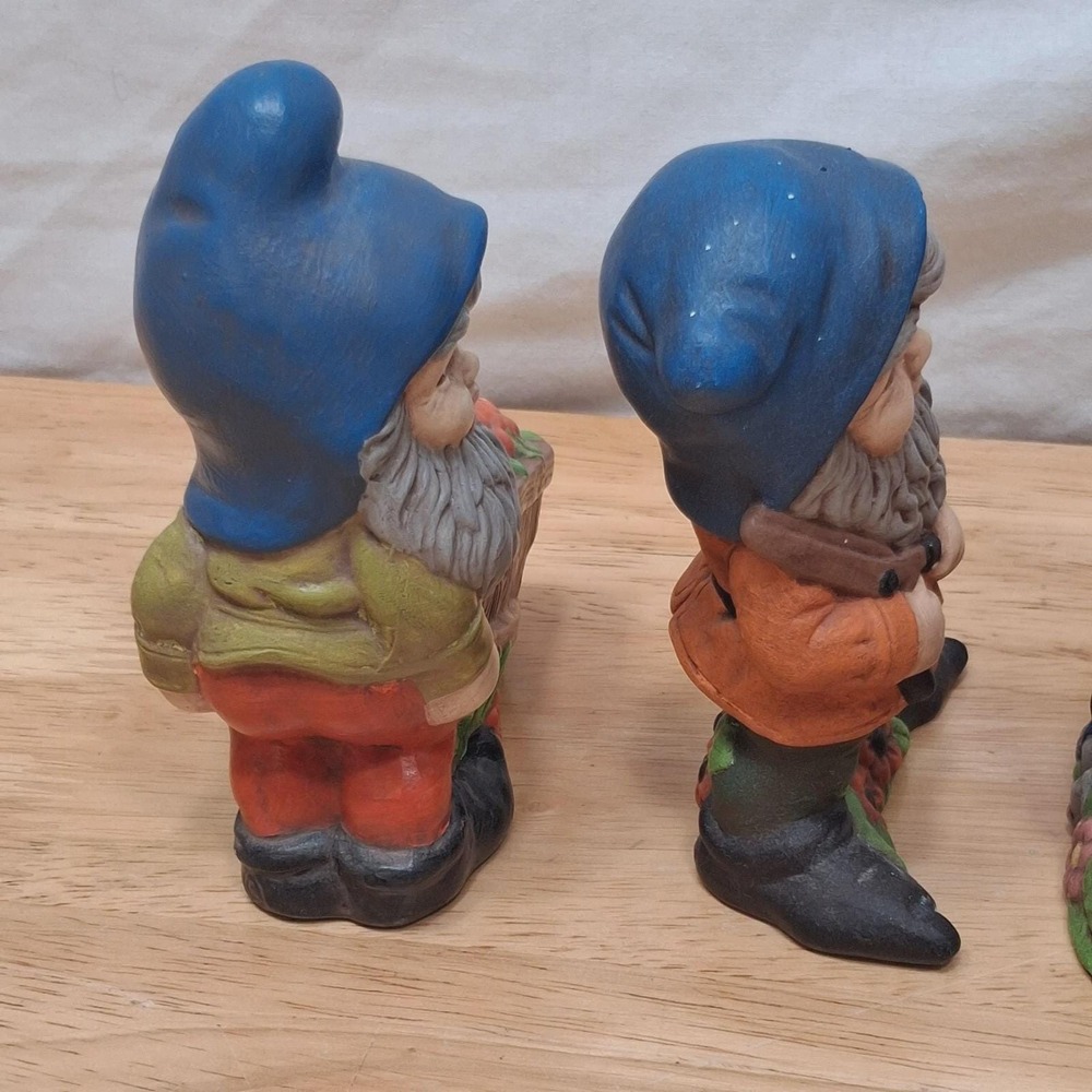 Vintage Ceramic Garden Gnomes / Dwarfs Set Of 6 Hand Painted Pixie Girl Boy READ - Picture 14 of 16